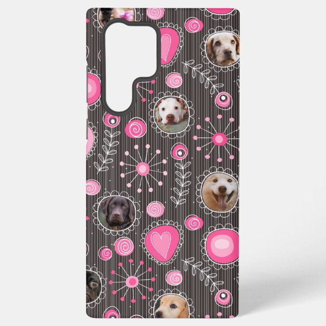 Coque Samsung Galaxy Coeur rose mignon et Flower Chien Maman Photo Coll (Verso)