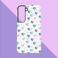 Coeurs Motif Aquarelle rose violet bleu vert