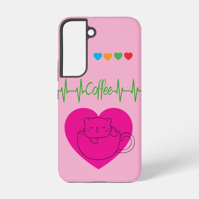 Coque Samsung Galaxy Coffee Cat in Cup Samsung Case – Pink (Verso)