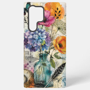 Coque Samsung Galaxy Collage d'art mixte botanique vibrant