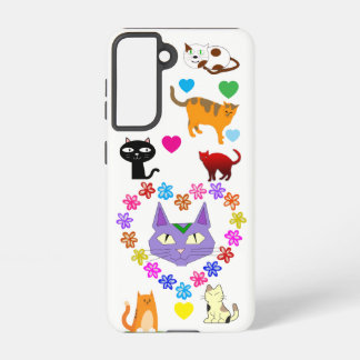 Coque Samsung Galaxy Colorful Cats & Hearts Samsung Galaxy Case