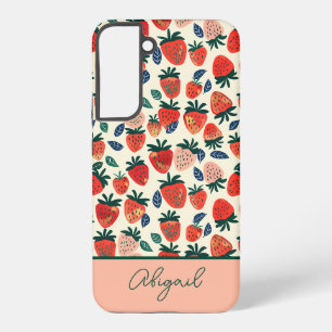 Coque Samsung Galaxy Conception mignonne de fraise avec nom personnalis