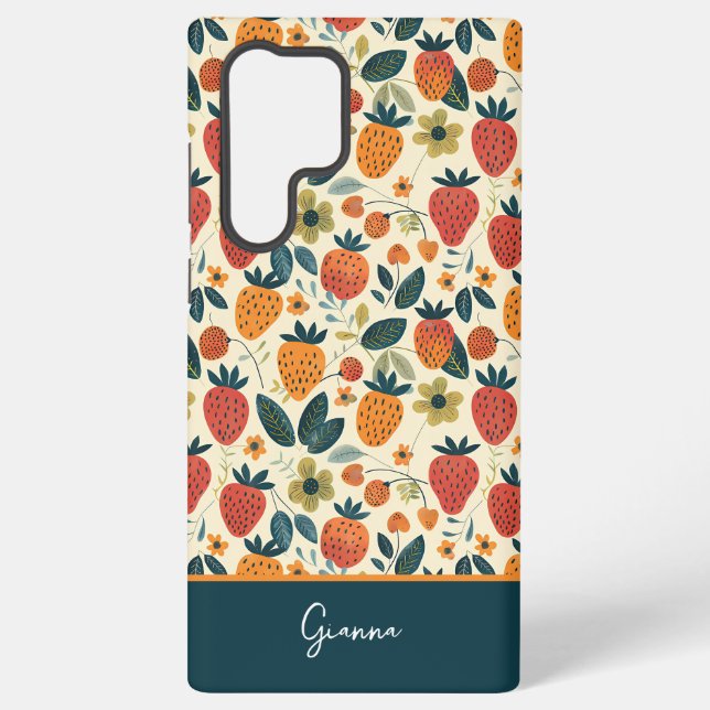 Coque Samsung Galaxy Conception mignonne de fraise avec nom personnalis (Verso)
