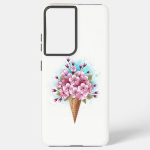 Coque Samsung Galaxy Cône rose Sakura crème glacée gaufre