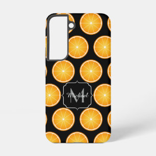 Coque Samsung Galaxy Cool Orange tranches de fruits motif noir Monogram