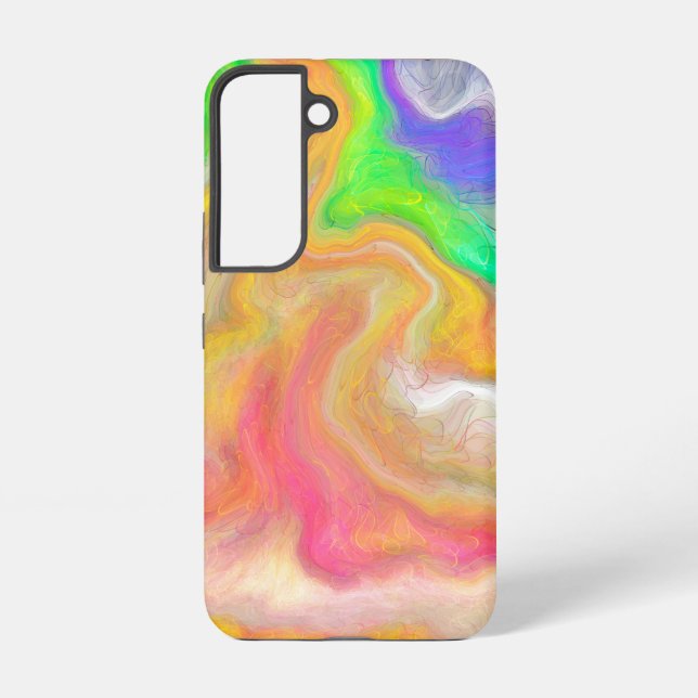 Coque Samsung Galaxy Corail, Bleu, Vert, Rose Abstrait Fluide Art (Verso)