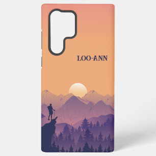 Coque Samsung Galaxy Coucher de soleil de montagne vintage violet jaune