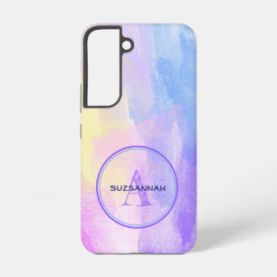 Coque Samsung Galaxy Couleur pastel chic aquarelle monogramme initial n