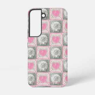 Coque Samsung Galaxy Couverture Granny Square avec coeurs et moutons