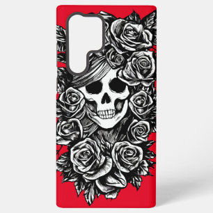 Coque Samsung Galaxy crâne femme fleurs roses illustration jour mort