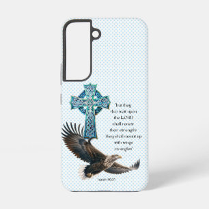 Coque Samsung Galaxy Croix celtique bleue de l'aigle du point bleu de l
