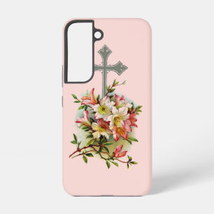 Coque Samsung Galaxy Croix chrétienne florale