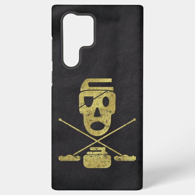 Coque Samsung Galaxy Curling Skull & Brooms Jolly Roger (Verso)