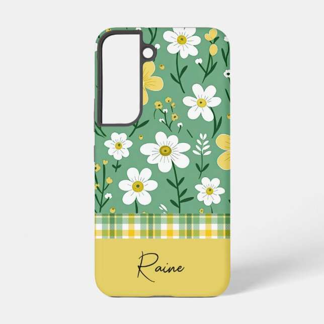Coque Samsung Galaxy Custom Cute Green & Yellow Country Floral  (Verso)