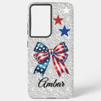 Coque Samsung Galaxy Custom Patriotic Bow Samsung S21 UltrTough Case