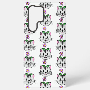 Coque Samsung Galaxy Cute chat caricature avec une fleur sur la tête