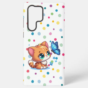 Coque Samsung Galaxy Cute chaton/chat et papillon