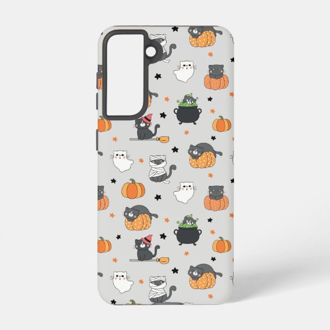 Coque Samsung Galaxy Cute Halloween Chats et Fantômes Motif (Verso)
