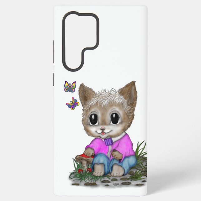 Coque Samsung Galaxy Cute Kitty Chat et Papillon (Verso)