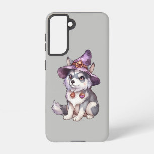Coque Samsung Galaxy Cute Siberian Husky Chien en Casquette sorcier