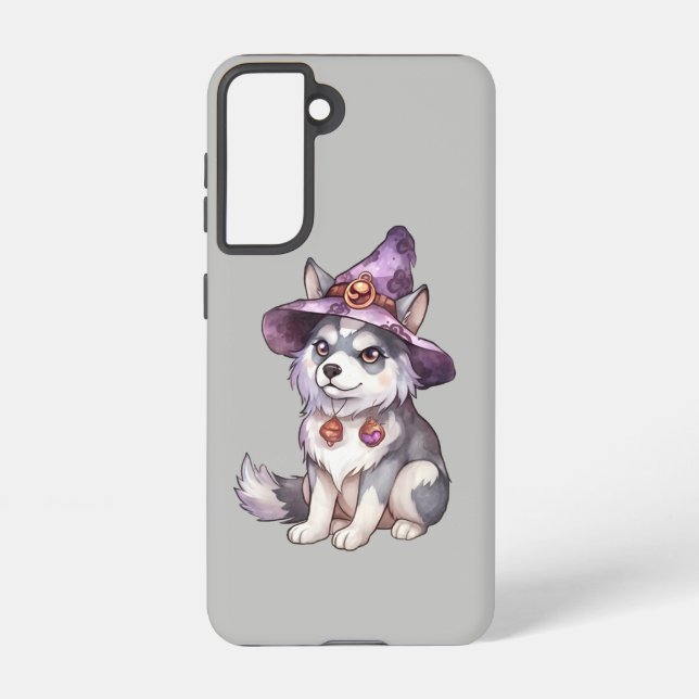Coque Samsung Galaxy Cute Siberian Husky Chien en Casquette sorcier (Verso)
