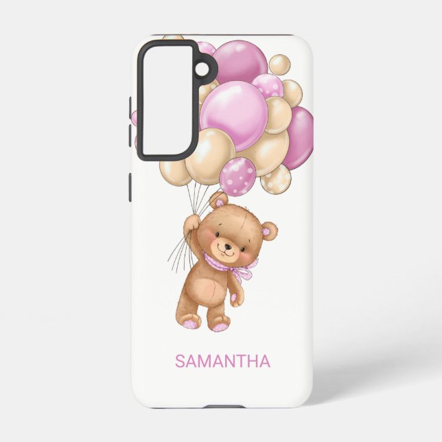 Coque Samsung Galaxy CUTE Teddy Bear Balloon rose Samsung Galaxy Coque (Verso)