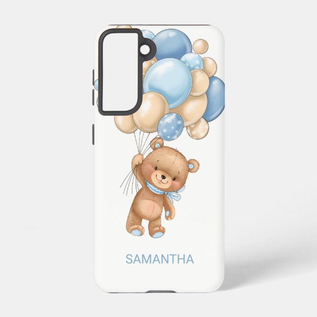 Coque Samsung Galaxy CUTE Teddy Bear BLUE Balloon Samsung Galaxy Coque (Verso)