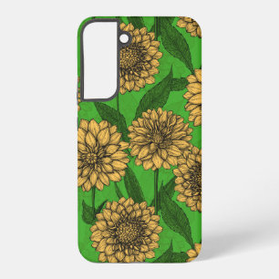 Coque Samsung Galaxy Dahlias en jaune et vert