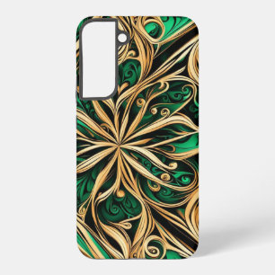 Coque Samsung Galaxy Damas Flower Gold Noir Turquoise