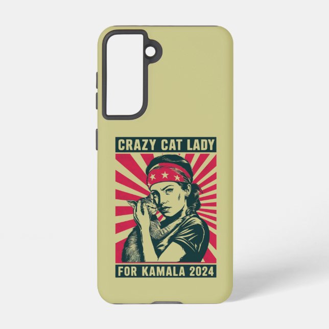 Coque Samsung Galaxy Dame Du Chat Fou Pour Kamala 2024 (Verso)