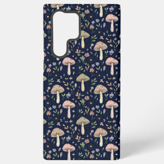 Coque Samsung Galaxy Deep Navy Fungi Seamless Pattern Moody