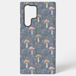 Coque Samsung Galaxy Deep Slate Gray Fungi Seamless Pattern Dark Academ