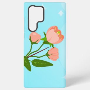 Coque Samsung Galaxy Dégradé du ciel bleu avec branche de ressort fleur