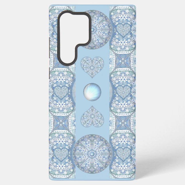 Coque Samsung Galaxy Dentelle en céramique bleu clair (Verso)