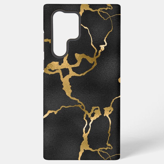 Coque Samsung Galaxy Design de luxe noir et or motif glam (Verso)