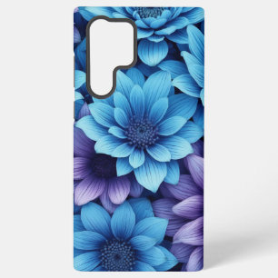 Coque Samsung Galaxy Design floral bleu et violet Détails précis