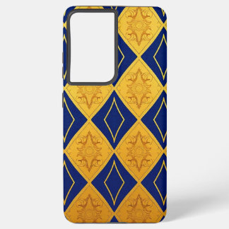 Coque Samsung Galaxy Design Motif Diamond Or Bleu et Mango