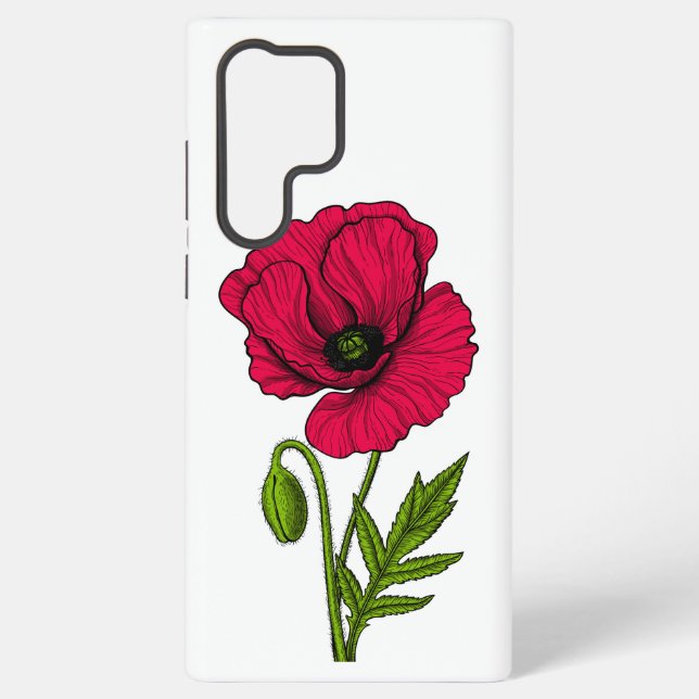 Coque Samsung Galaxy Dessin de pavot rouge (Verso)