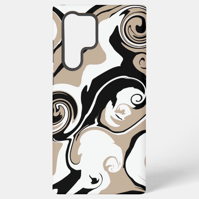 Coque Samsung Galaxy Déversement - Taupe, noir et blanc (Verso)