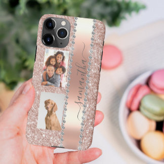 Coque Samsung Galaxy Diamond Photo Parties scintillant Nom Monogram Ros