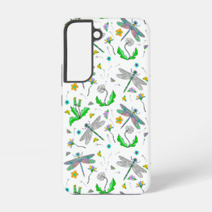 Coque Samsung Galaxy Dragonflies Whimsical et Dandelions main tiré