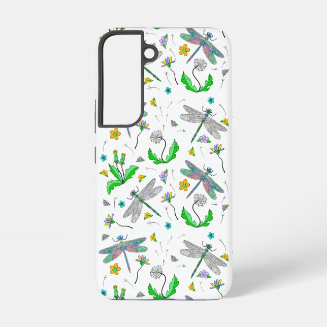 Coque Samsung Galaxy Dragonflies Whimsical et Dandelions main tiré (Verso)