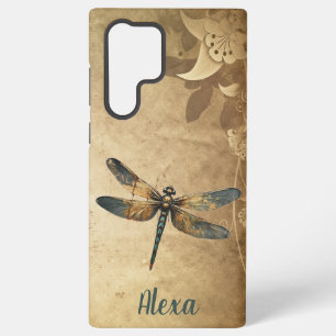 Coque Samsung Galaxy Dragonfly vintage avec nom personnalisé/monogramme