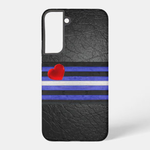 Coque Samsung Galaxy Drapeau de fierté en cuir SlipperyJoe's noir bleu