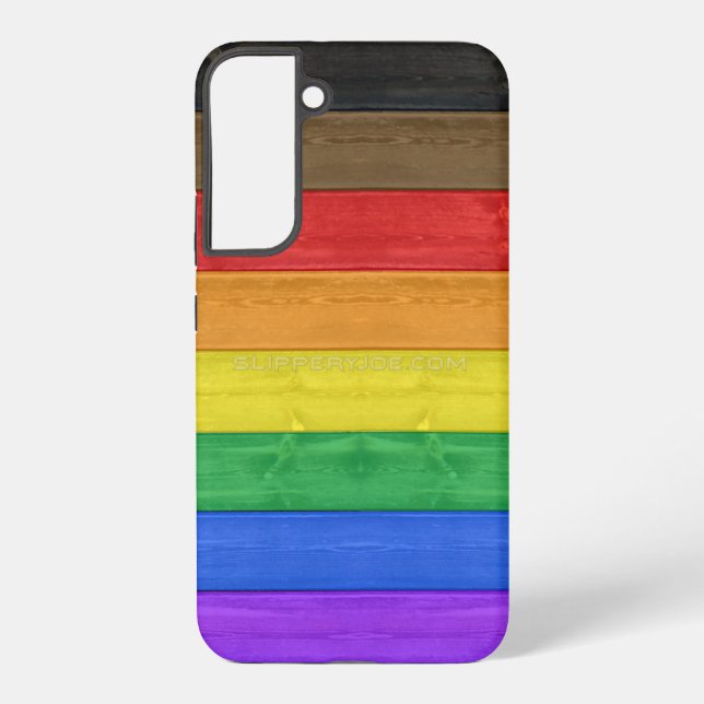 Coque Samsung Galaxy Drapeau gay pride inclusif SlipperyJoe ru texturé (Verso)