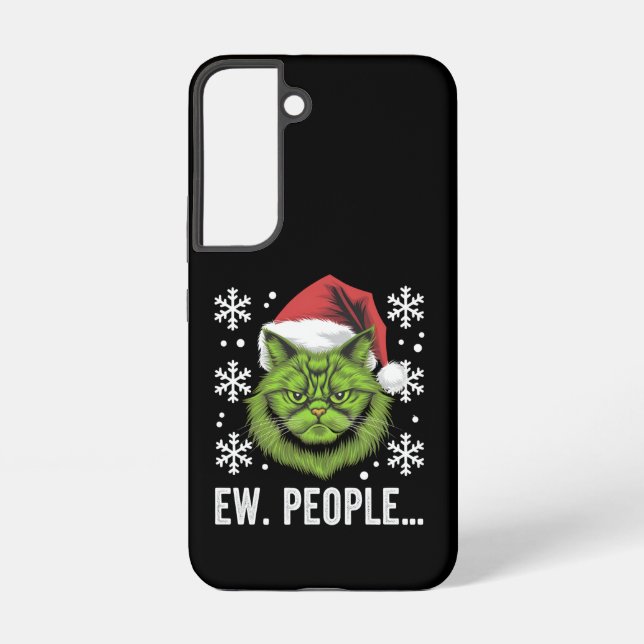 Coque Samsung Galaxy Drôle Chat de Noël Ew Personnes Meowy Amoureux de  (Verso)