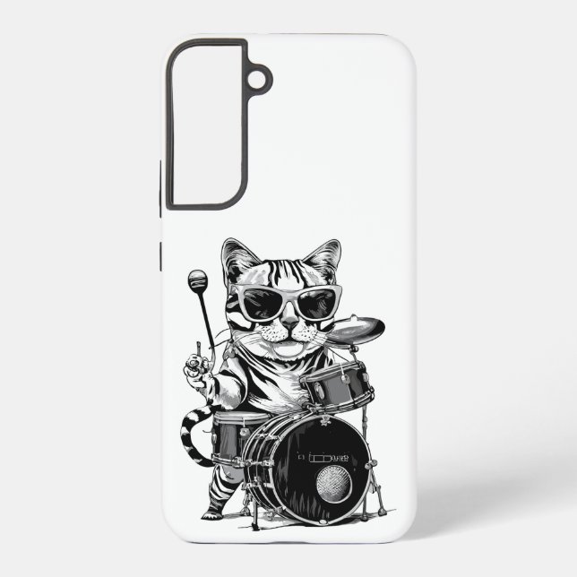 Coque Samsung Galaxy Drum kitten chat jouer rock and roll Drum Music (Verso)