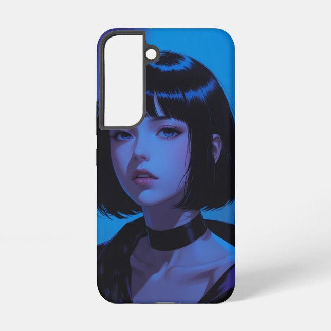 Coque Samsung Galaxy Edgy Anime Girl Samsung Coque - Cyber foncé esthét (Verso)