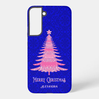 Coque Samsung Galaxy Élégant Arbre de Noël rose Étincelle personnalisée