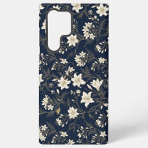Élégant bleu marine et floral lily doré